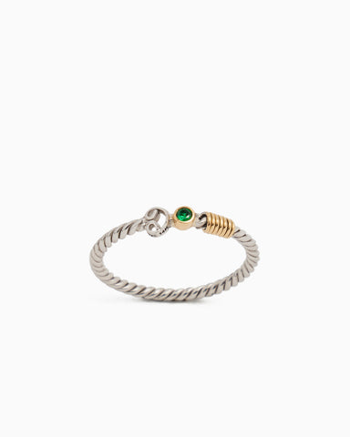 Twisted Ring with Stone - Green Zircon