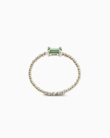 Twisted Two-Tone Band with Stone - Green Zircon