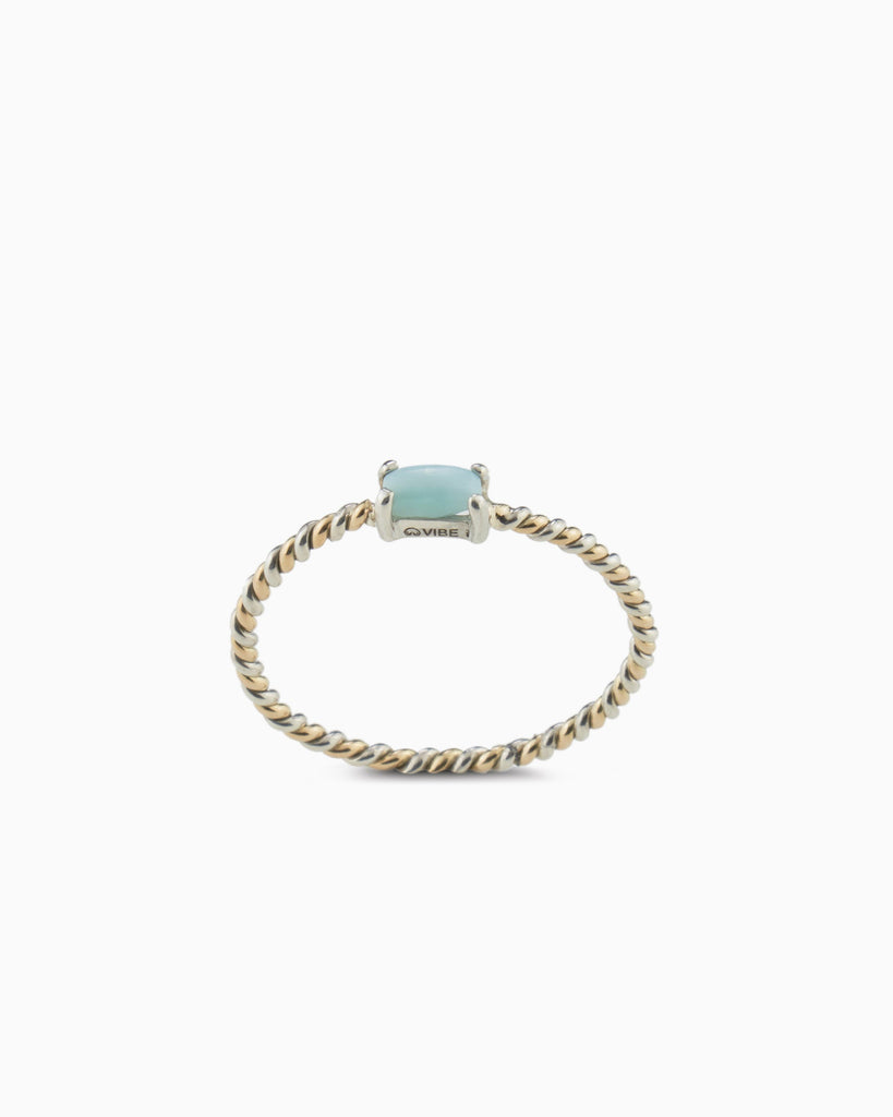 Twisted Two-Tone Band with Stone - Larimar