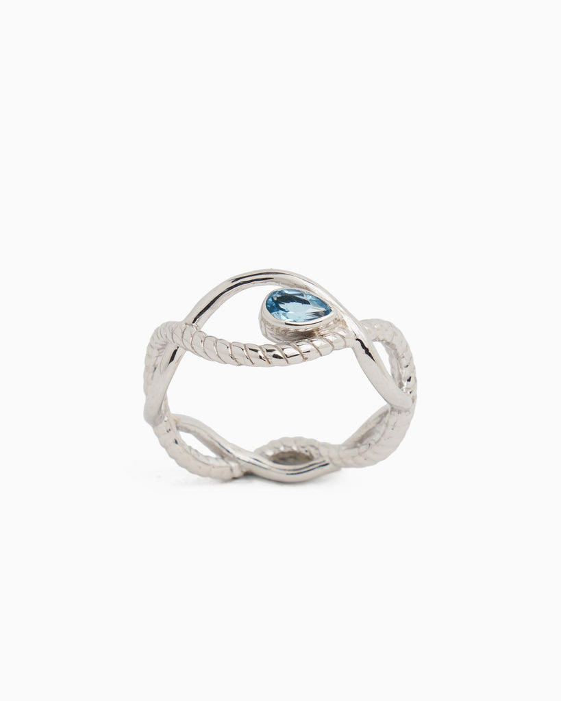 Ocean Current Ring with Stone - Hampton Blue Topaz