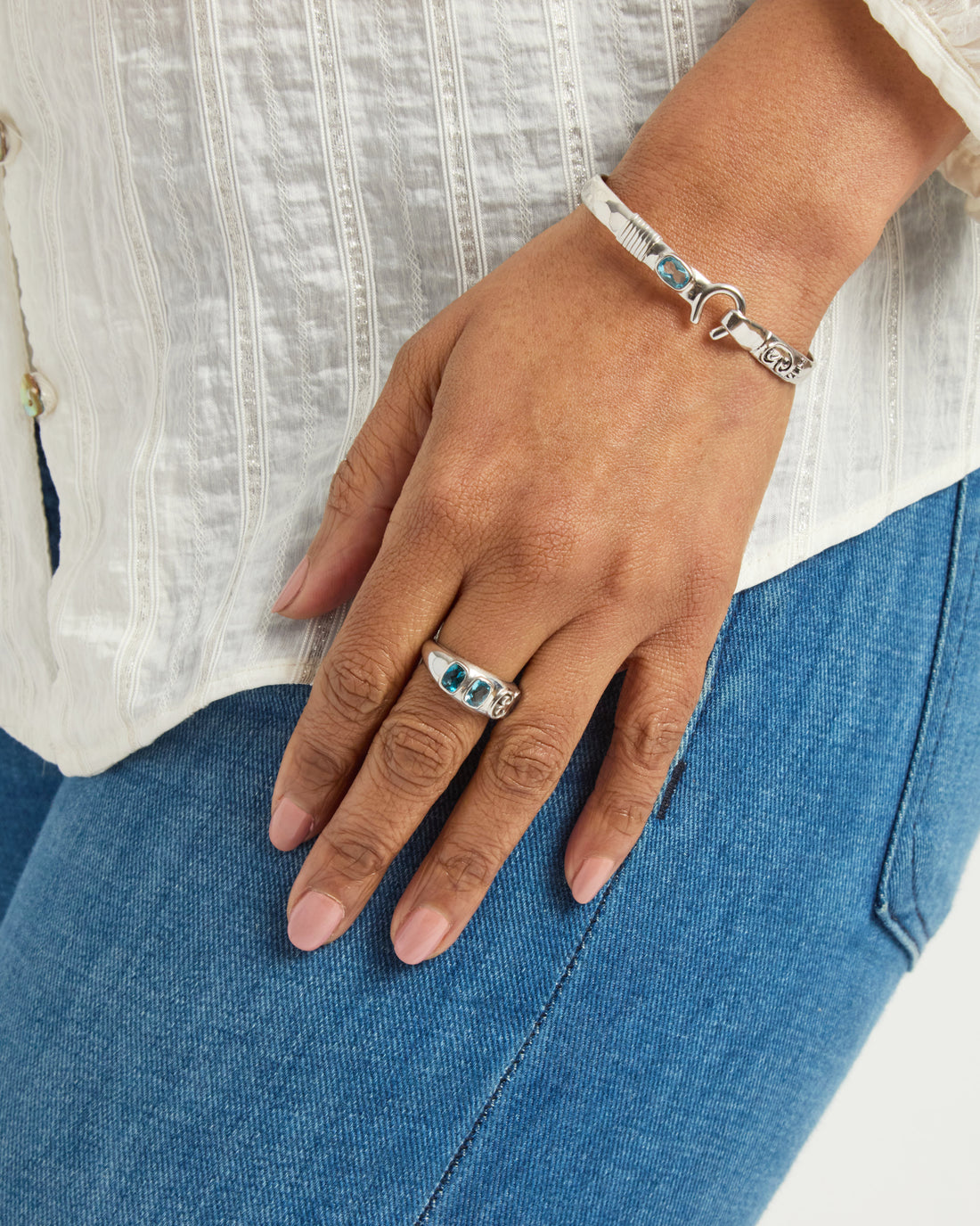 Triple Stone & Petroglyph Band Ring