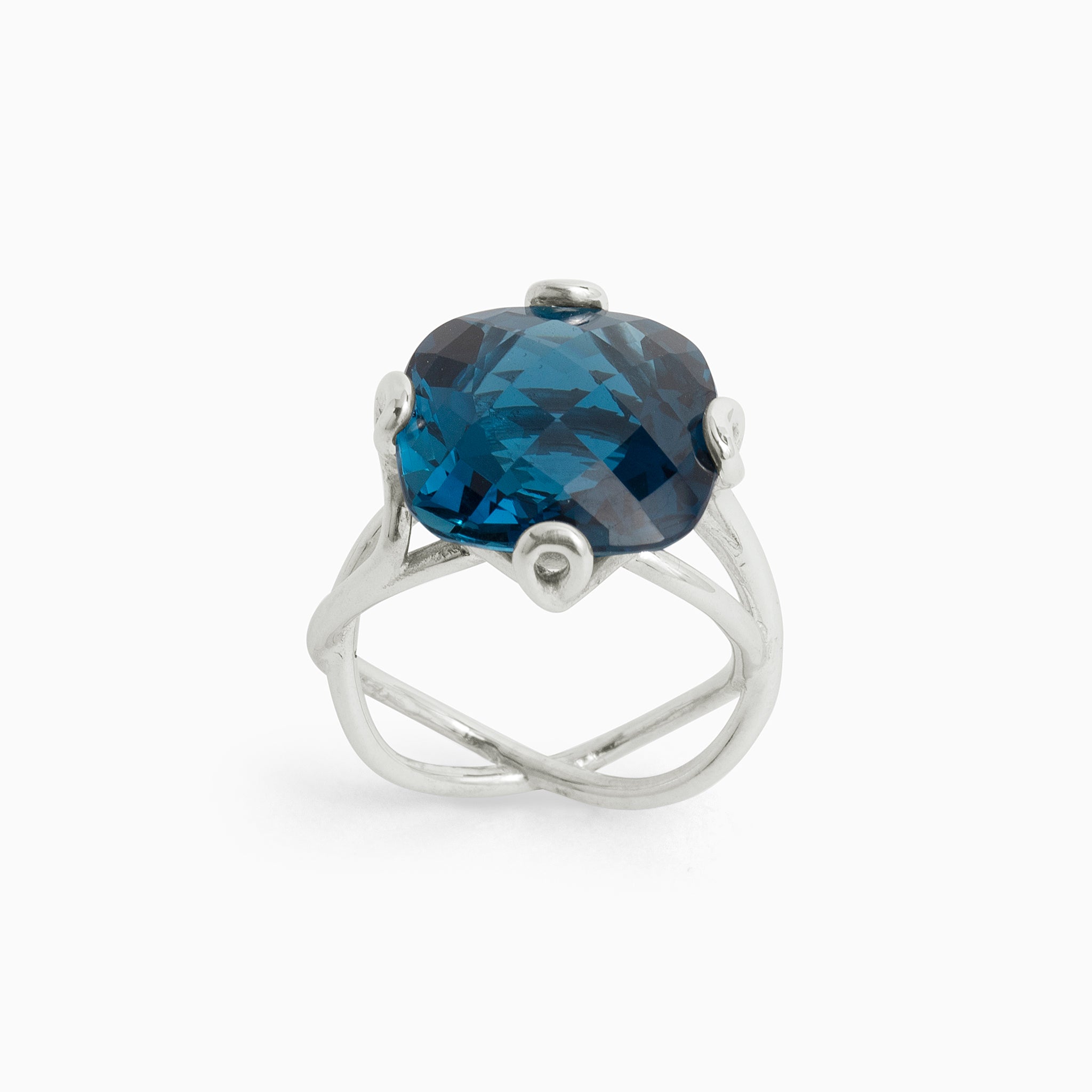 Intertwined Band Ring with Stone - London Blue Topaz