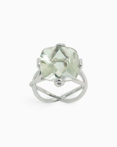 Intertwined Band Ring with Stone - Prasiolite