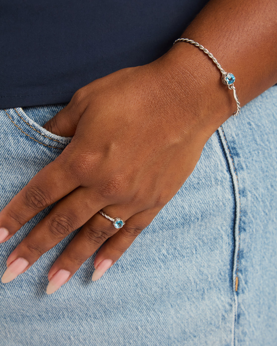 Twisted Princess Petroglyph Stone Ring - Hampton Blue Topaz