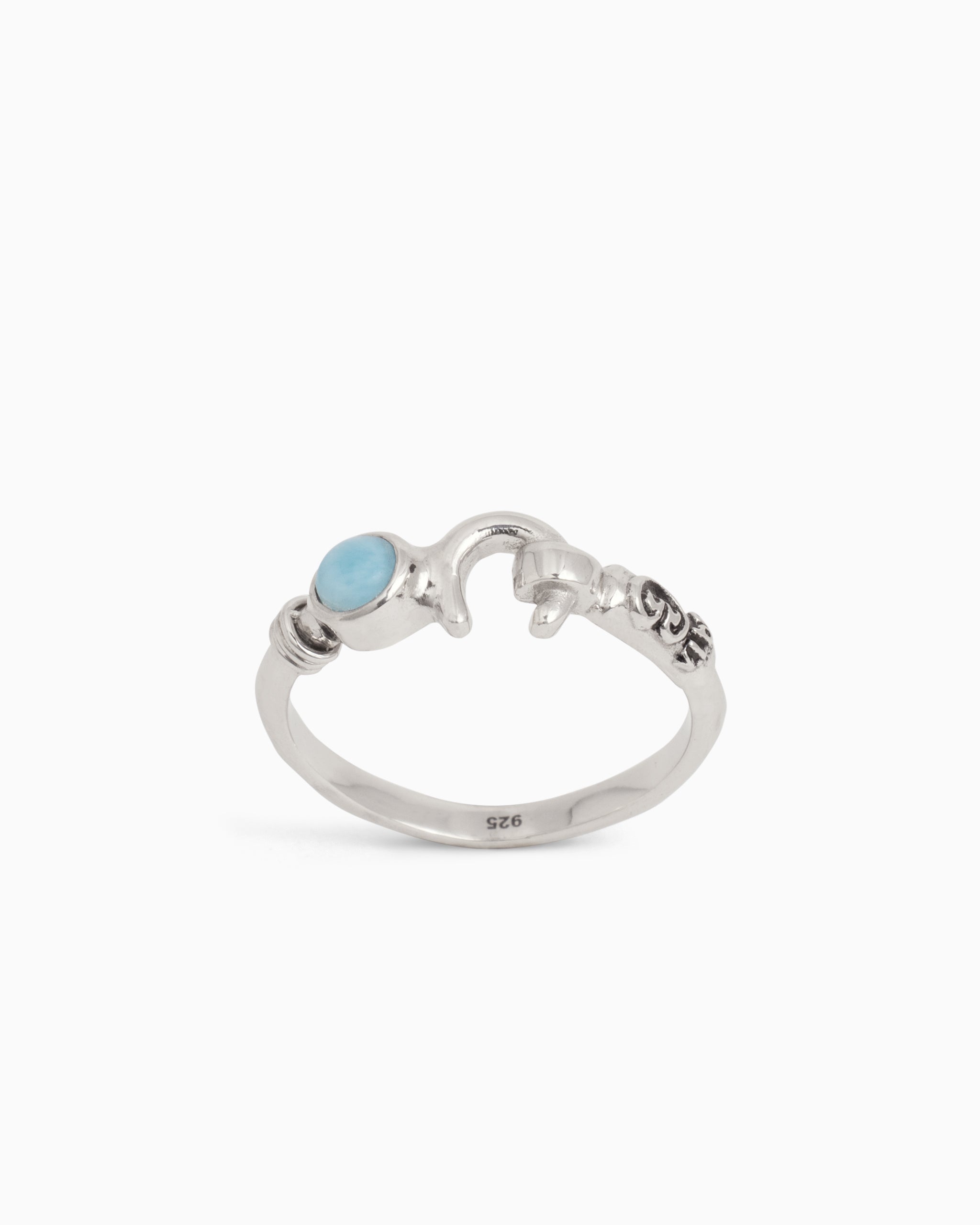 Hook Ring with Stone - Larimar