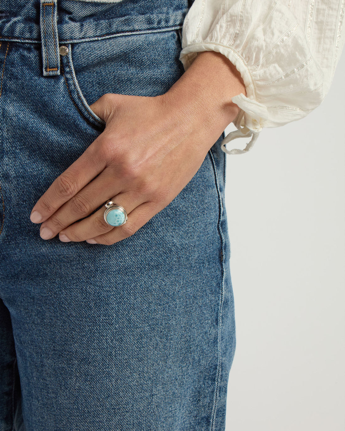 Round Larimar Ring