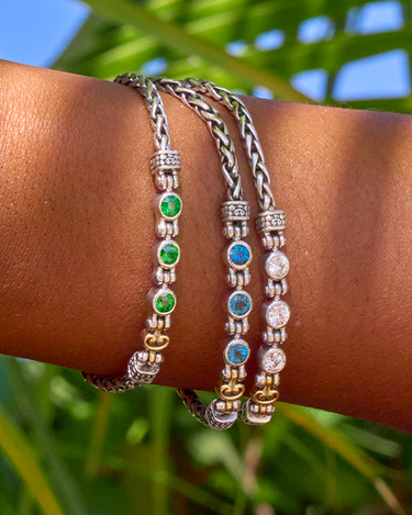 Link Bracelet with Triple Stones