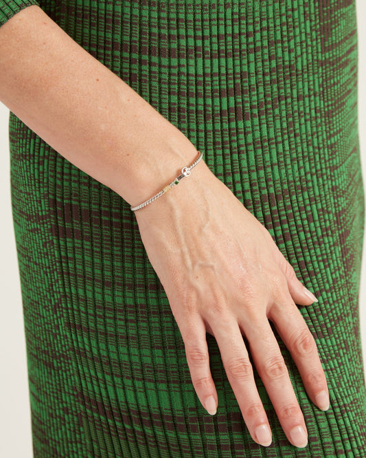 Twisted Hook Bracelet with Stone - Green Zircon