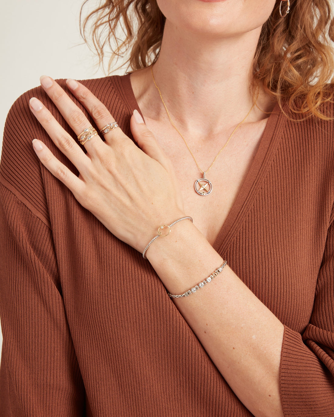 Link Bracelet with Triple Stones - White Zircon