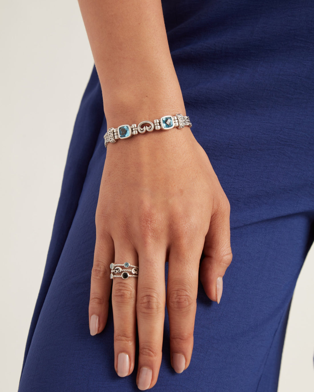 Reef Bay Link Bracelet with Stones & Petroglyph - Hampton Blue Topaz