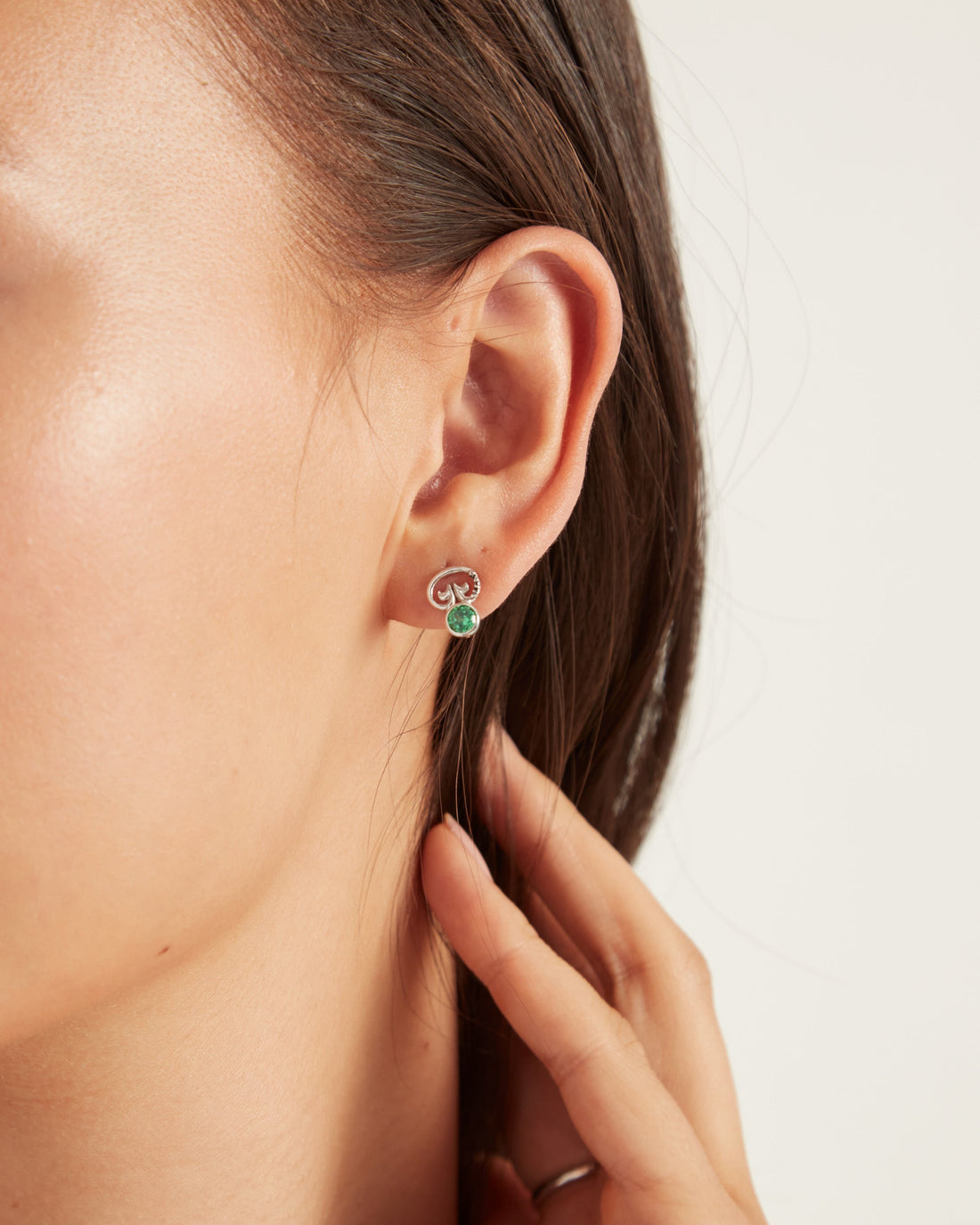 Stone & Petroglyph Studs - Green Zircon