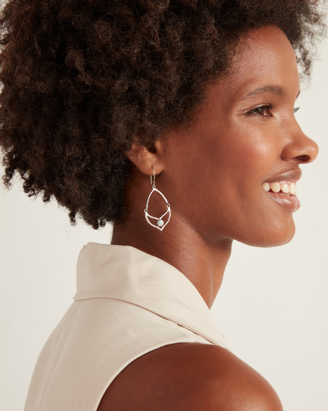 Leaf Drop Earrings with Larimar