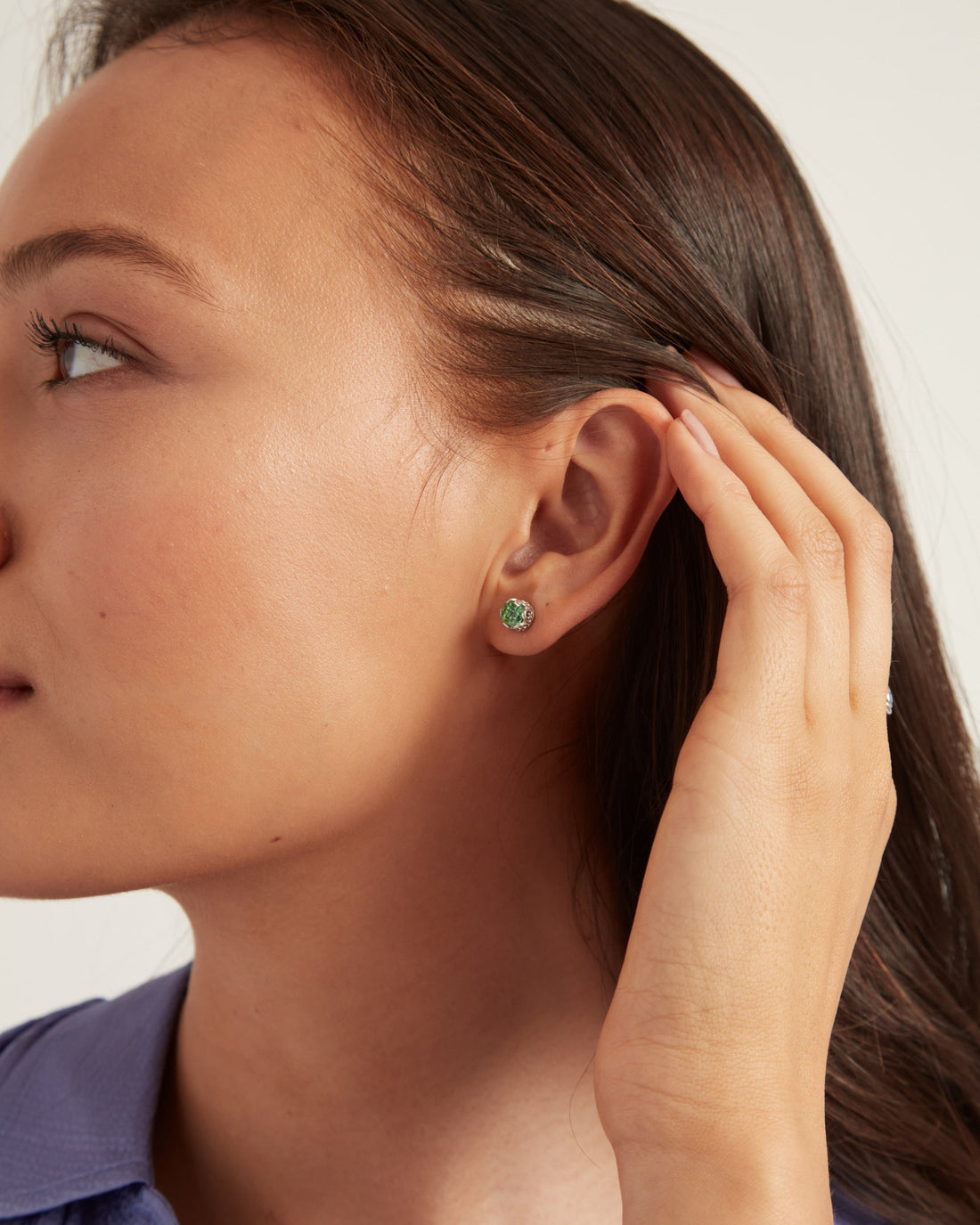 Princess Petroglyph Stone Studs - Green Zircon