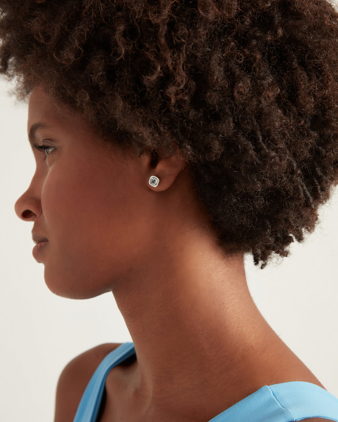 Square Stone Studs with Petroglyph Texture - Larimar