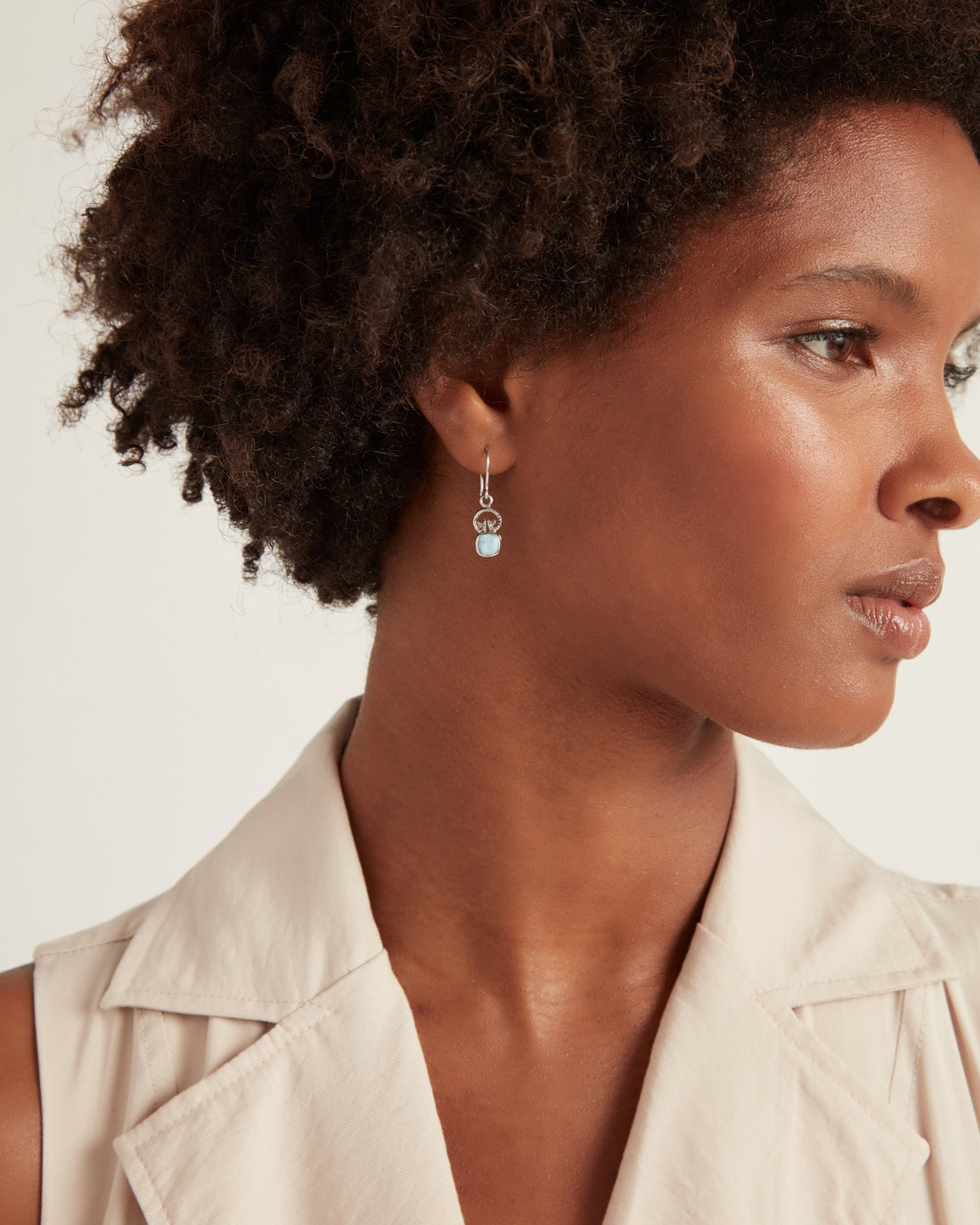 Petroglyph & Square Stone Drop Earrings - Larimar