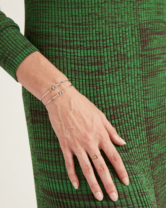 The Hook Bracelet with Stone, 2mm - Green Zircon