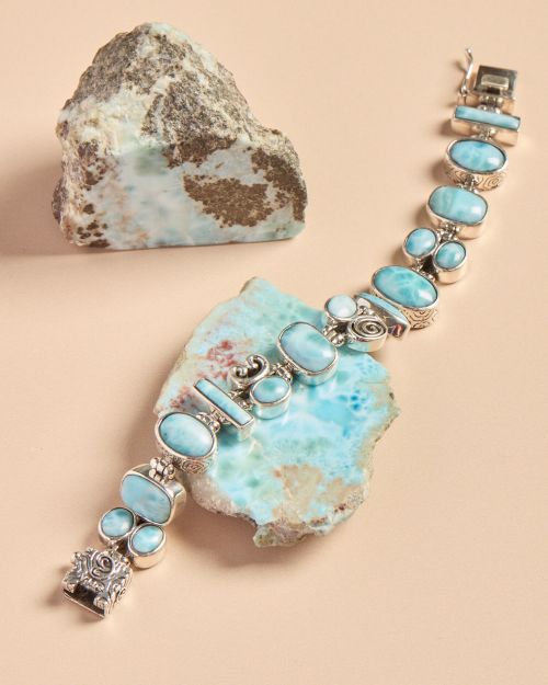 Multi Larimar Stone Link Bracelet