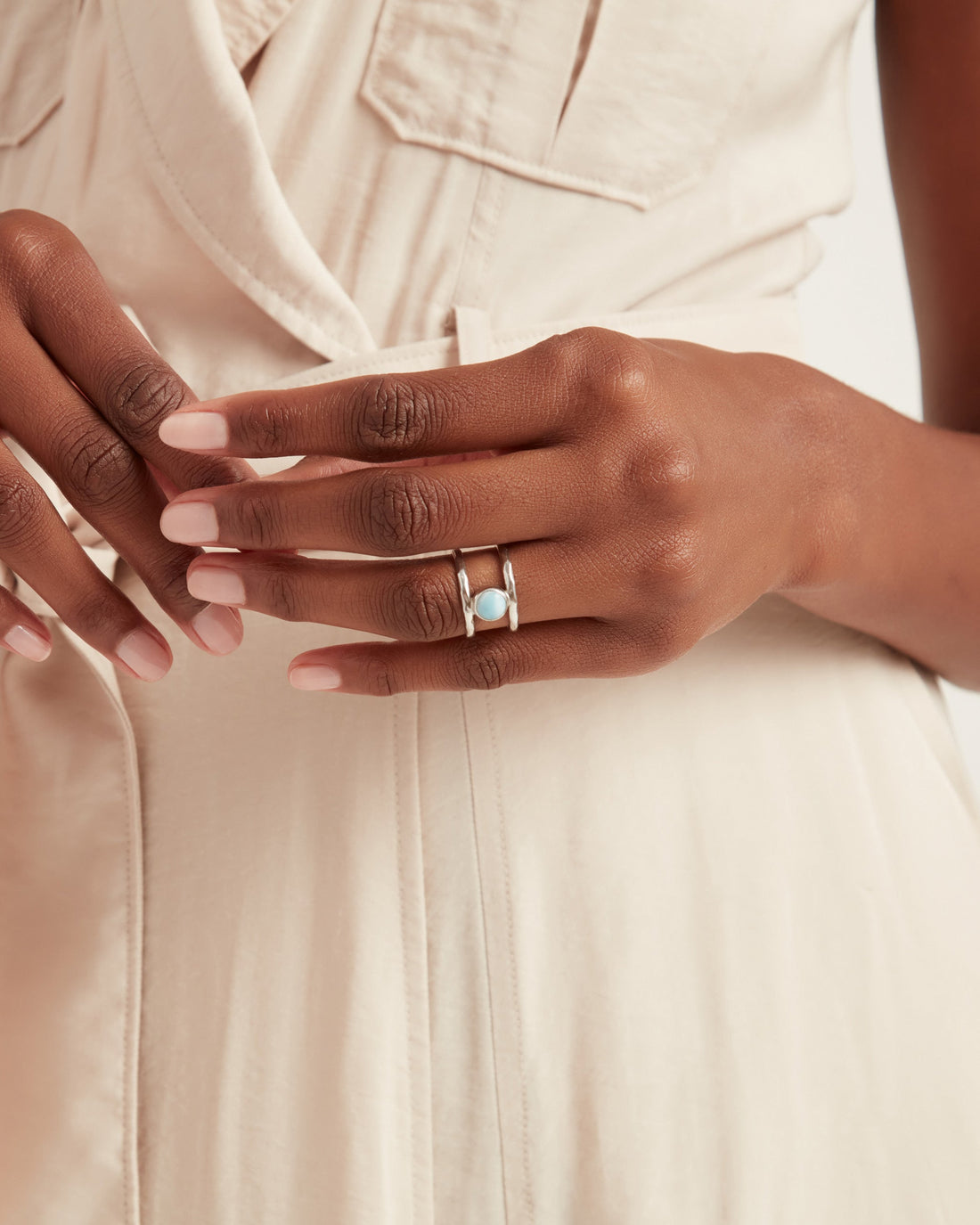 Floating Larimar Ring