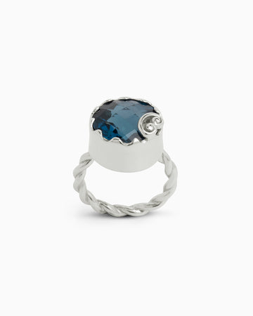 Stone & Petroglyph Twisted Ring - London Blue Topaz