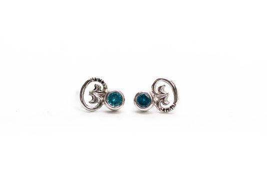 Petro Island Studs Earrings Blue Zircon